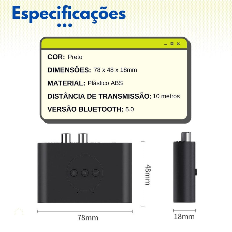 Receptor de Som Bluetooth 5.0 FullSound + Brindes